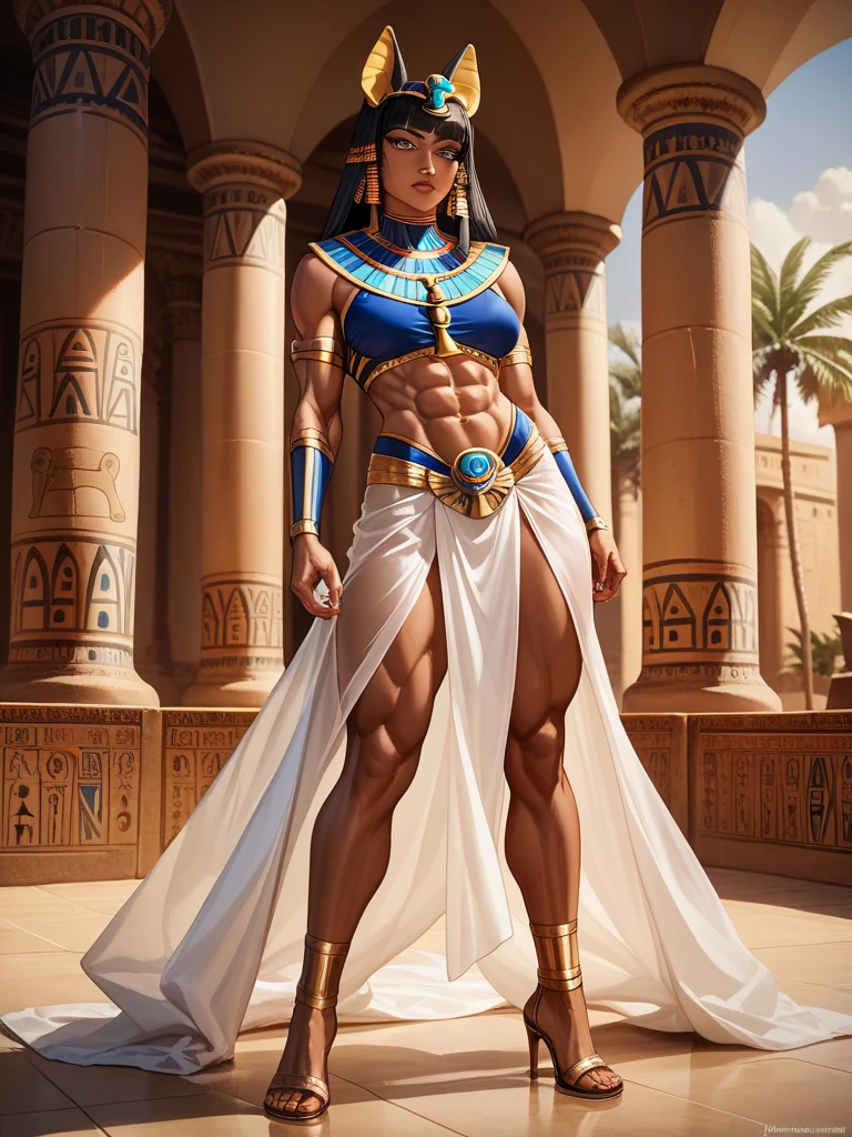 ("Nefertari Vivi":1.1) , ( 1girl ) , alone , Muscular anime Girl , wheyfu girl , as a white stone marble figure , female statue , ancient roman statues , upright --auto