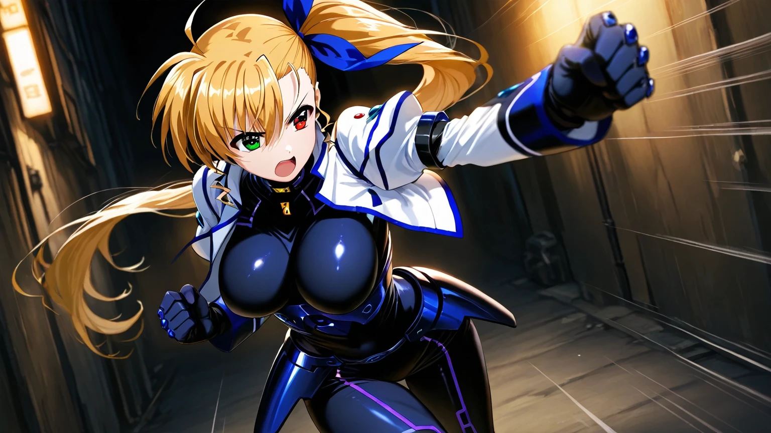 Super detailed, explicit, beautiful body, beautiful nose, beautiful character design, perfect eyes, perfect face, ultra high resolution, 4k, beautiful feet, perfect legs, nice hands, perfect hands, masterpiece, highest quality, very detailed, figure, disorganized, Street Fighter, Doll Suit, Shadaloo Doll, doll suit, No expression, empty eyes, looking at the viewer, red gloves, emotionless, black latex, corruption, Mind control, female combatant, full body, Hypnosisにかかった, Unfortunate trance, full body suit, Ribbed bodysuit, Arms at your sides, follow, perfect female body, extremely glossy latex, Hypnosis, Hypno Lola, empty eyes, Mind control装置, Pauses, Obedient_Pause, slave, have, tie, Are standing, Are standing up straight, 注意してAre standing, have, yellow tie, belt, latex, Ribbed bodysuit, Thighhighs, garter belt, combat readiness, Extend your right arm from your shoulder and reach your hand out into the air., army, thigh boots, alone, Classroom of the Elite, ichinose honami, pink blonde hair, blue eyes, long hair, big breasts, evil smile, With an evil smile