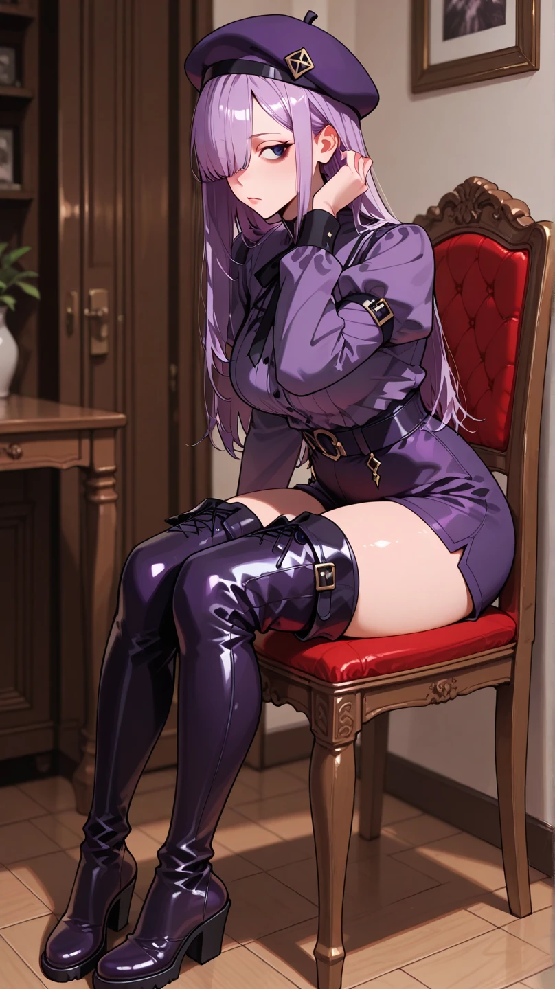 masterpiece, best quality, CG, wallpaper, HDR, high quality, high-definition, extremely detailed, mind control device, 1girl, headset, sitting, helmet, wires, tubes, covered face, bdsm, tied to chair,