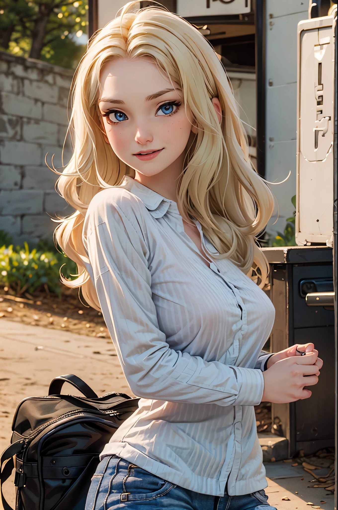 p1nkyd0ll, a woman WITH BLONDE HAIR in a pink shirt, face, portrait <lora:p1nkyd0ll:0.6>  <lora:add_detail:0.5>