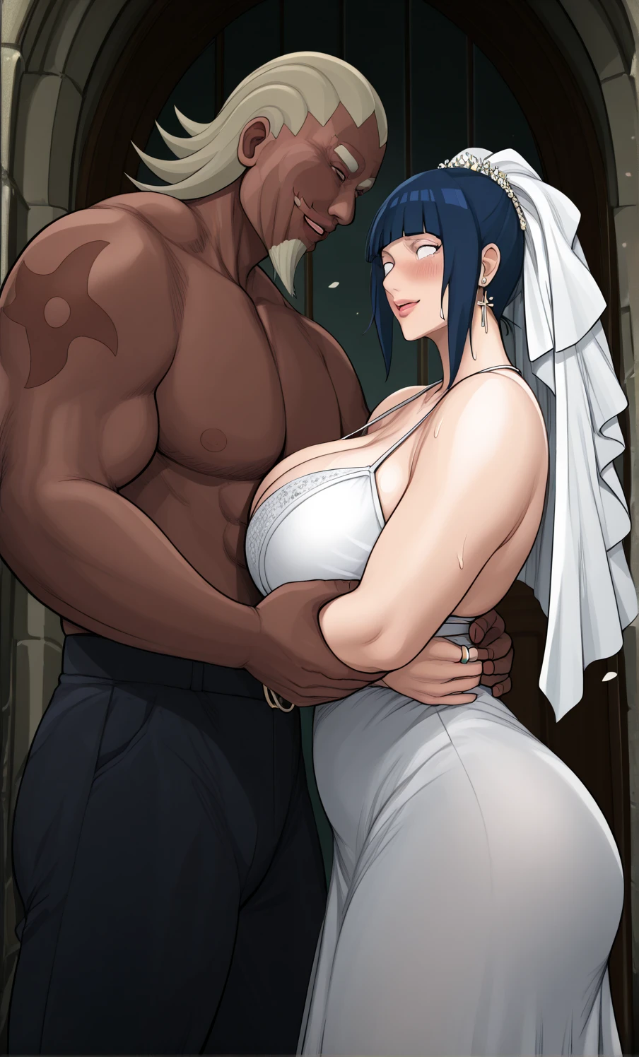 nude group of 3. two skinny bride girls leaning upon chest of TALL GIGANTIC hypermuscular guy with hyper penis and testicles , their legs upon his thighs..Guy is cuddling them together.Bed.Night.Huge size difference between guy and two girls.Multiple people.One girl is on his right.Other girl is on his left.1 GUY, 2 GIRLS fondling guy'muscles.SEMEN EXPLODING FROM GUY'S PENIS on their bodies. REDDENED VEINY TESTICLES .GUY ENCLOSING all IN HIS ARMS.GIRLS KISSIING. EXTREMELY HYPER ABSOLUTE HYPERHUGE GUY.BRIDE DRESS. AGGRESSIVE GUY HOLDING BOTH GIRLS . SHY GIRLS SLEEPING