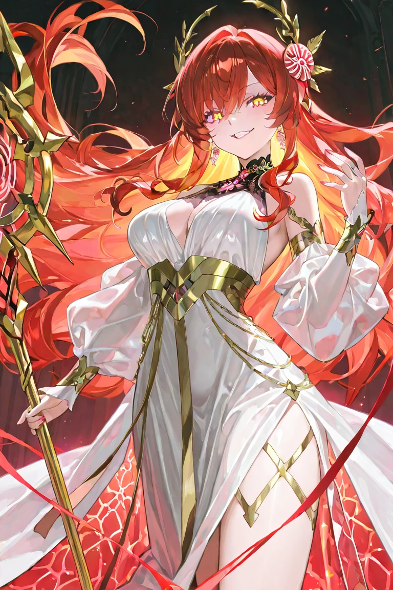 Personification of azalea flowers、wearing kimonos、adult lady、Flame Buddha、Decorative panel、abstract  art、By Alphonse Mucha (​masterpiece、top-quality、hight resolution: 1.4)、More about realism、intricate-detail、4K、color splashes、line-drawing、Fibonacci、Tarot Cards