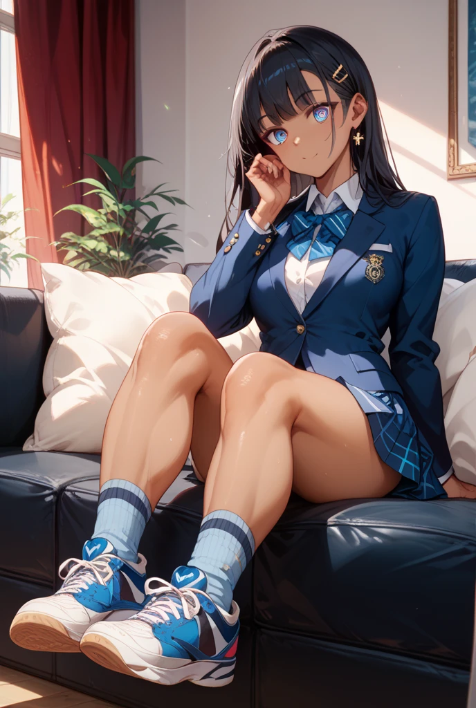 (masterpiece、Highest quality、High resolution、Realistic photo、Real looking skin:1.1)、
(In the high school club room、A woman stands and lifts her skirt to reveal her panties.々I'll show it to you.:1.8)、
(She has a provocative smile:1.5)、
(Under the navy blue long-sleeved blazer of the high 、Wearing a plain white collared shirt:1.8)、
(I'm wearing my high and a short grey pleated skirt.:1.8)、
(I'm wearing dark blue socks:1.8)、
(I'm wearing black loafers:1.8)、
(The panties are white and patterned:1.5)、
(I have black, medium length hair:1.5)、
(Breasts are D-cups:1.5)、
(She is 18 years old and has a young face.:1.5)、
(She is the most beautiful girl in the school.:1.5)、
(The location is the high school cultural club room.:1.5)、
1 Japanese Girl、solo、Full Body Esbian、Beautiful Eyes、Shining Eyes、Shining thighs、NSFW