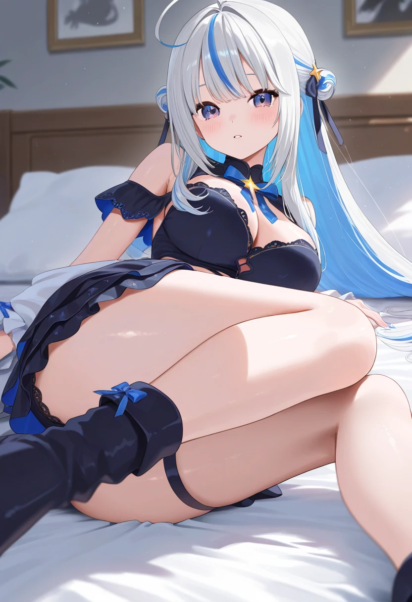 highest quality,sleep on your back in bed,Crab crotch,show me your boots,thigh high boots,leotardチラ見せ,glove,elegant, 1 girl, leotard,body suit,cute, blushed, looking at the viewer, from below, prison,blue eyes, beautiful eyes, beautiful background, particles of light, Light of the sun, dramatic lighting, outside, shiny, realistic, table top, highest quality, Super detailed, get used to it, scenery, beautiful and detailed eyes, thin hair,full body shot,