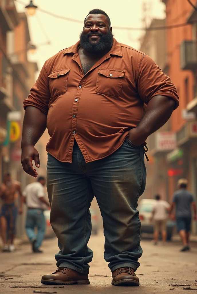 "My weight is 130 kg, my height is 5.1 feet, I have light black skin, and I have a beard and mustache. My eyes are small, and my head is smaller compared to my body."in dance rain