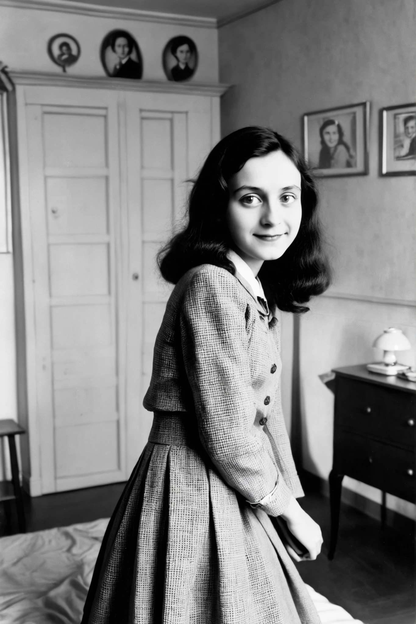 Anne Frank looks at me in her room,1940's