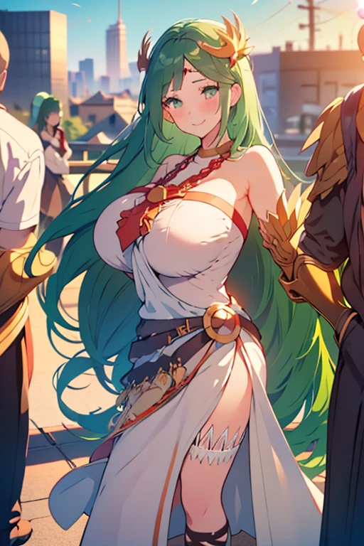(mesa, melhor qualidade), linda mulher, blusa de gola alta sem mangas detalhada, pants, colar, cabelo ondulado, rosto perfeito, rosto bonito, atraente, grandes olhos lindos, boca aberta, feliz, corpo slim fit perfeito, (ao ar livre), a rua da cidade, Nova Iorque, Cores brilhantes