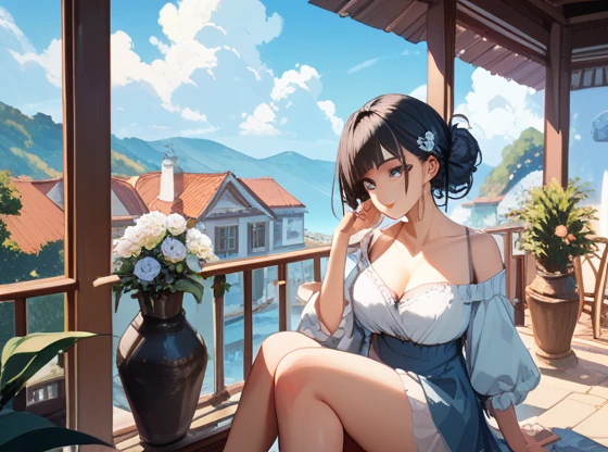 A girl cooling off in the air conditioning