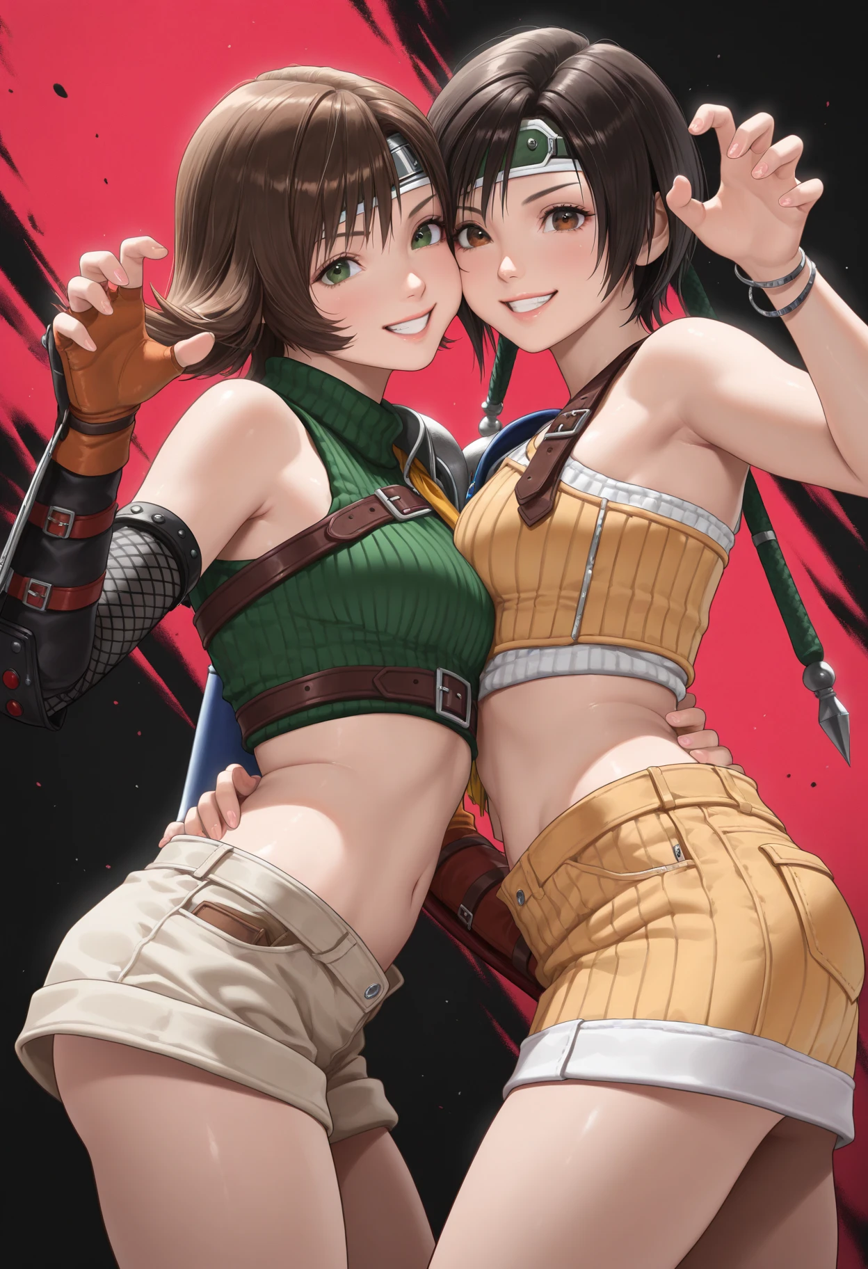 light skin girl, green eyes, short hair, Brown hair, curly hair, moles on the face, dressed provocatively, with a katana in hand. crying, walking. Looking at a fixed point.