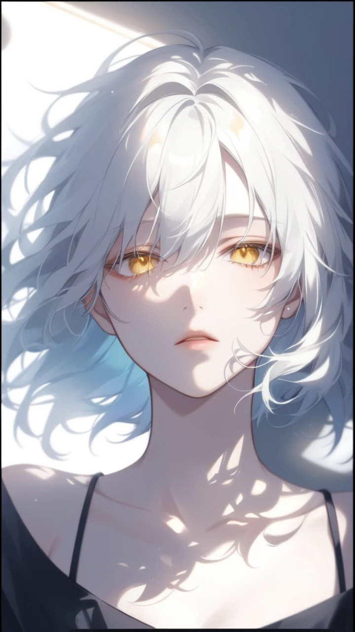 masterpiece, best quality, <lora:yoneyamaiXL_V1:1.0>, 1girl, solo, black background, parted lips, floating hair, long hair, looking at viewer, portrait, pointy ears, white hair, bare shoulders, bangs, collarbone, fire, orange eyes