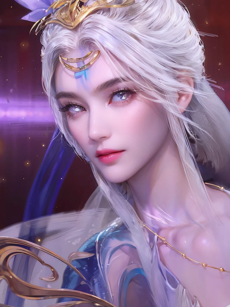 top-quality、masterpiece、超A high resolution、(Photorealsitic:1.4)、Raw photo、Battle Cyborg Angel、large wings made of metal、White porcelain body、Acrylic Clear Cover、white hair、glowy skin、1 Cyborg Girl、((super realistic details))、portlate、globalillumination、Shadow、octan render、8K、ultrasharp、character edge light,Colossal 、Raw skin is exposed in cleavage、Details of complex ornaments、Zeta Gundam details、Hydraulic cylinder、Small LED lamp、highly intricate detail、Realistic light、a purple eye、radiant eyes、Facing the camera、neon details、cowboy shot、Futuristic headgear、About Cyberpunk、、perfect face, face cold, background random, show full body