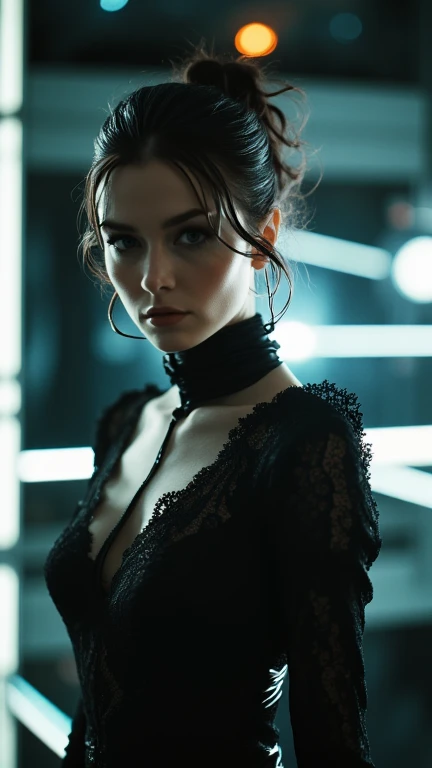Close-up of a woman in a black dress taking a photo, Portrait of Gabriel Ba, CG society hot topic, Renaissance, Shiny black dress, Beautiful silk dress, satin, Airbrush Dark Dress, Silk dress, 半透明のSilk dress, Sexy Dress, Black leather slim fit, Sophisticated dress, Latex Dress, Very sexy outfit, Office Clothes, Stylish dark dress,Caitlin Fitzgerald is、American Stage、movie、Television actress、movie監督、Scriptwriter、movieプロデューサー、I&#39;m a fashion model。 In 2005、フィッツジェラルドは短編movie『Tesla the Visionary, 2000s』でキャサリン・ジョンソン役でmovieデビューを果たした。