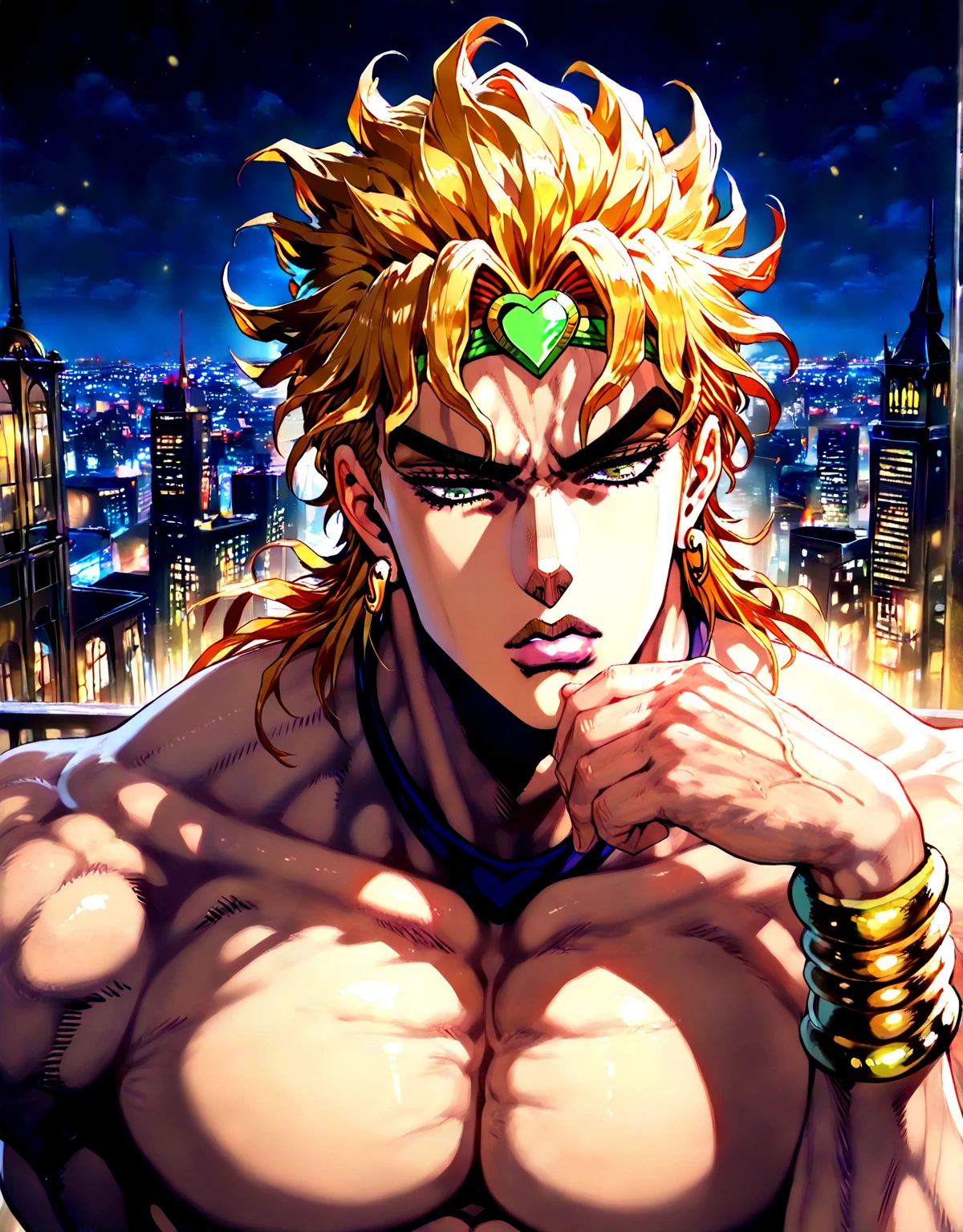 (((masterpiece))), (((8k resolution))), ((dio brando)), anime, night city, sharp focus