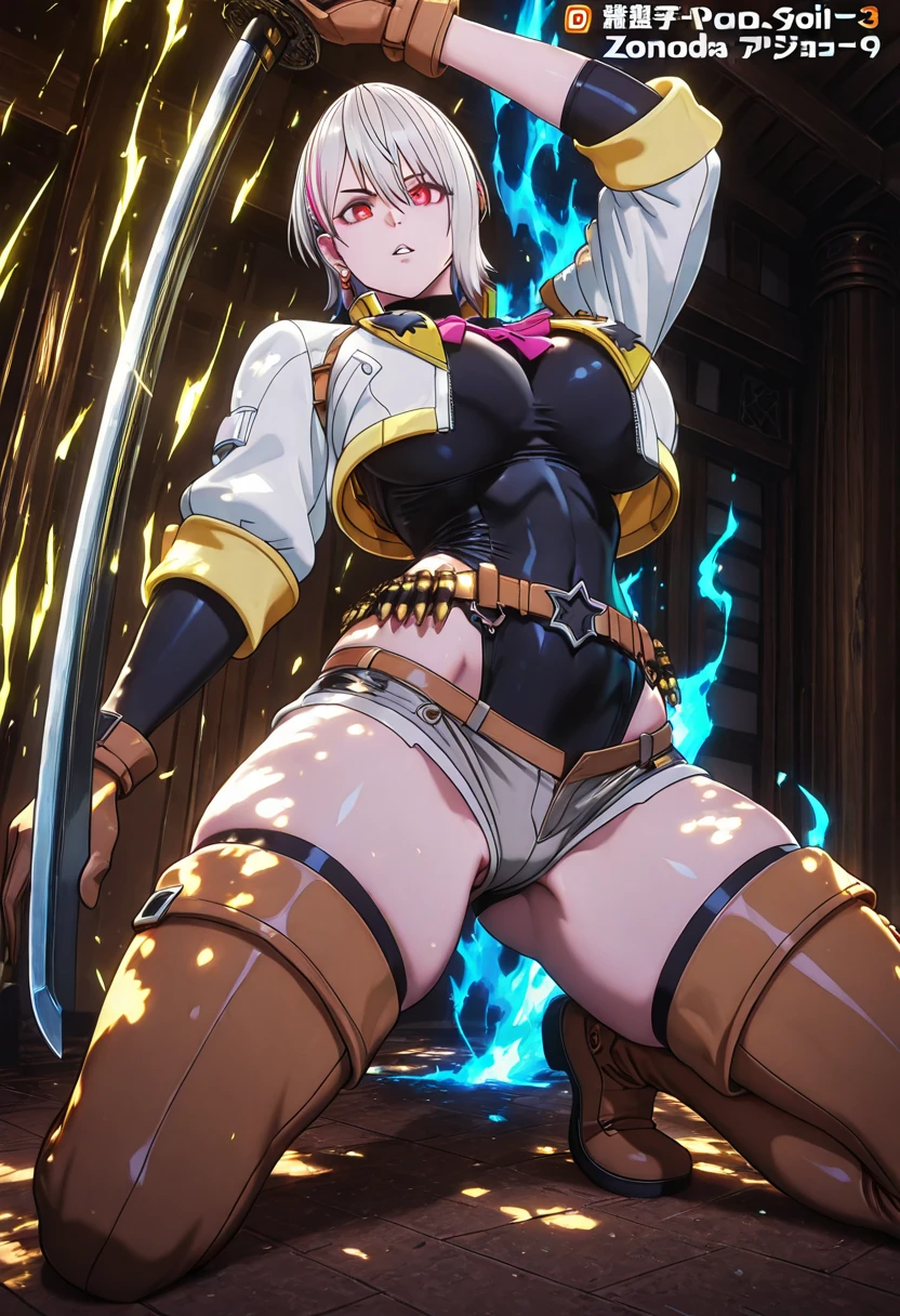 One girl,18-year-old,Excellent anatomy, masterpiece, Highest quality,Realistic, hyperRealistic, 16k hdr,(Dark Elf, Dark Skin:1.5),(Earrings,Silver Hair,Bobcut,Braiding,,Cleavage,damaged body,Sweat,Beautiful Face,Mature Woman,Muscular Paladin,Torn Costume,Arm guard,Leg guards,Pauldrons:1.2),(blush,anger,Spread your legs,On all fours,top down :1.4),Fantasy World,Outdoor,village,blue sky,(Surrounded by many vicious horny goblins:1.3),(Metal collar,Chain Leash:1.3),(Pull the leash:1.2),(From the side:1.1)
