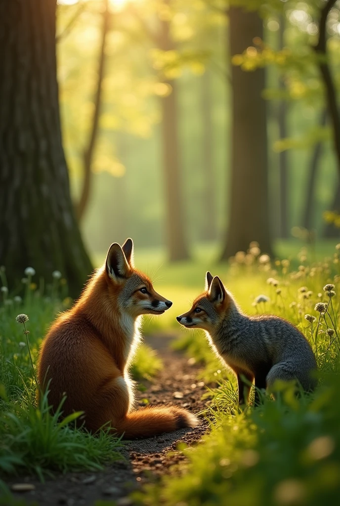 Renard Ruse Une forêt verdoyante au printemps, un renard rusé debout près d - SeaArt AI