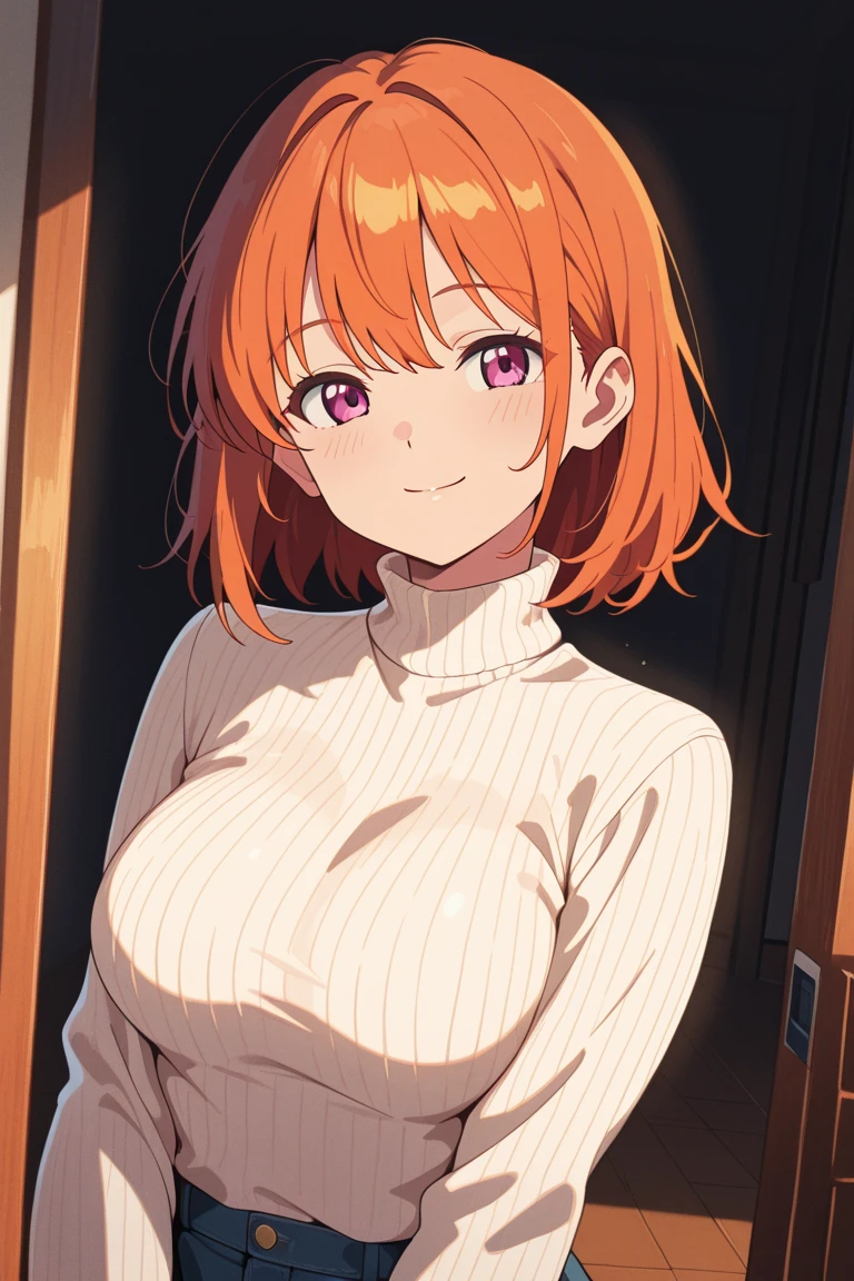 1 girl, redhead, up hairstyle, facial hair streaks, red eyes, mascara, oversized hoodie, abdomen, hot pants, tights, laced tights, bags under eyes, sitting, coffee shop, ground angle shot, Viewer looking up, feet in tights, saggy breasts, impact, RAW photo, 8K, masterpiece,