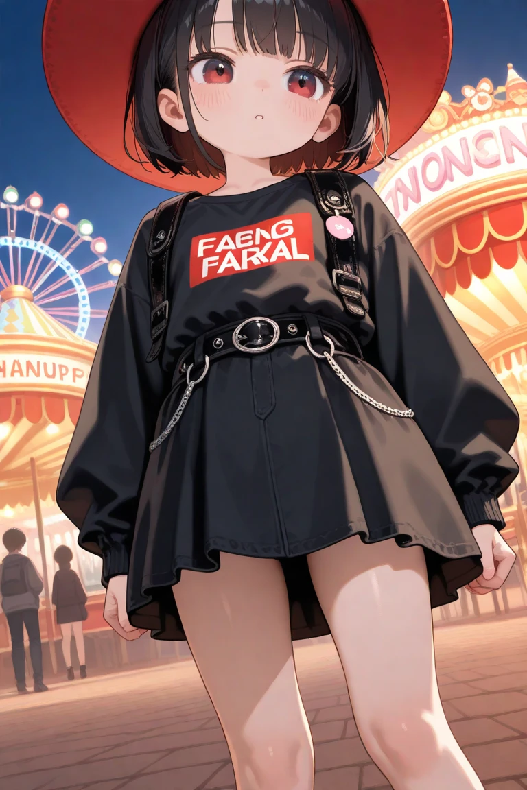 Black stockings, skirt, hoodie