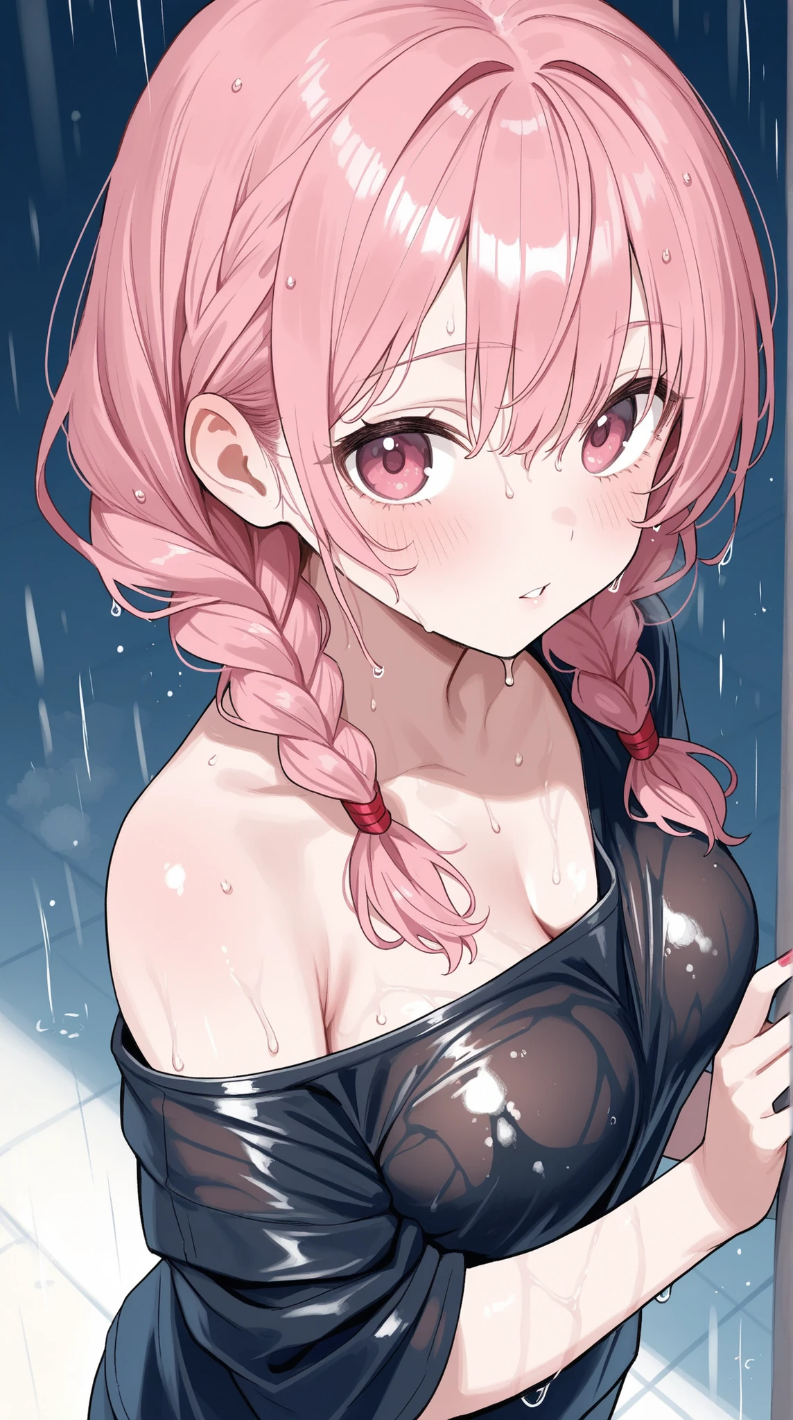 womanhood, braids, shirt, wet skin, nail polish,