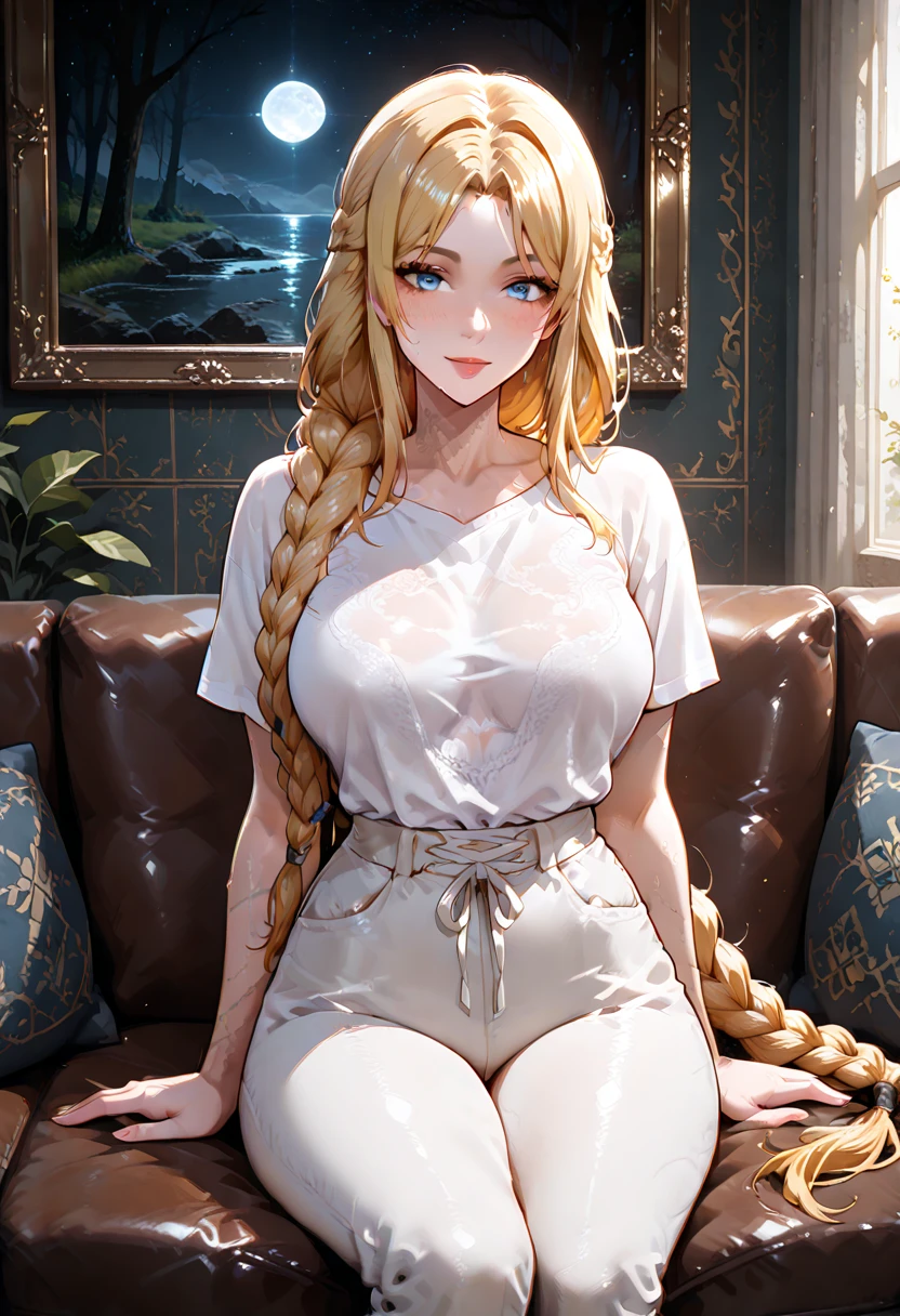 (top-quality:1.5),(masterpiece:1.5),(detaileds:1.5),(nsfw:1.3),(high resolution:1.5),(Beautiful and Aesthetic Work: 1.5),(Ultra High Resolution:1.5), (Ultra Detail:1.5),(Detailed background:1.5),(8k),(insanely detailed),20 year old woman,Sexually attractive body,full body shot, erotic,fine art,Sharp focus,Delicate and beautiful hair and eyes and face,realisticlying,beautiful face,curled hair,vacant eyes,bitch,(gigantic breasts),narrow waist,slender legs,Braided Hair Arrangement,(sex slave),lascivious,obscene,show off breasts,breast milk,Puffy nipples,shaved pussy,blushing expression,Lusting,neckerchief,Chain restraints,peeing,pussy juice,slobber,cum on body,excessive cum,cum on breasts,cum on hair,bukkake,