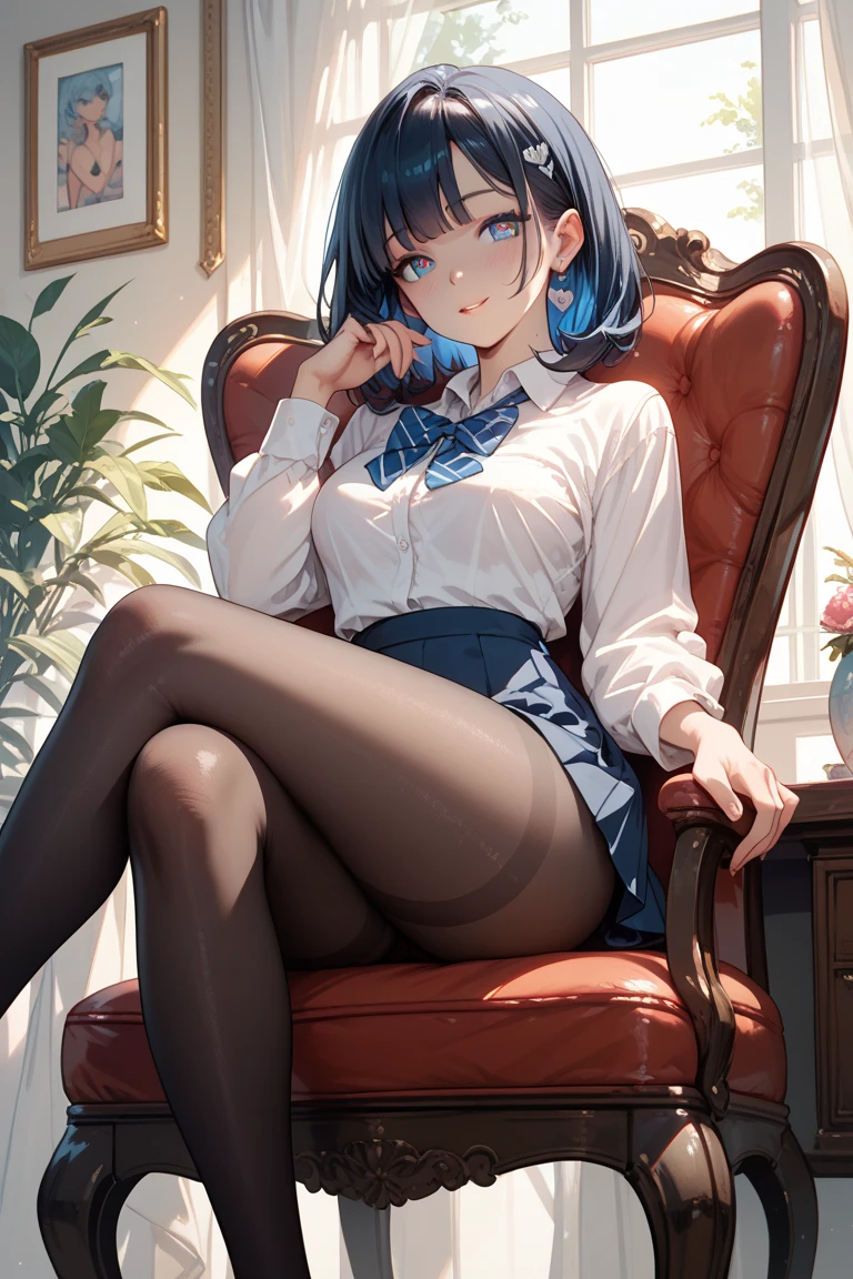 ((Best Quality, 8K, Masterpiece: 1.3)),1 girl, mature and charming woman, blue hair, coming out of the bathroom, feet,dress,Dripping hair, getting dressed,room,Red knot,