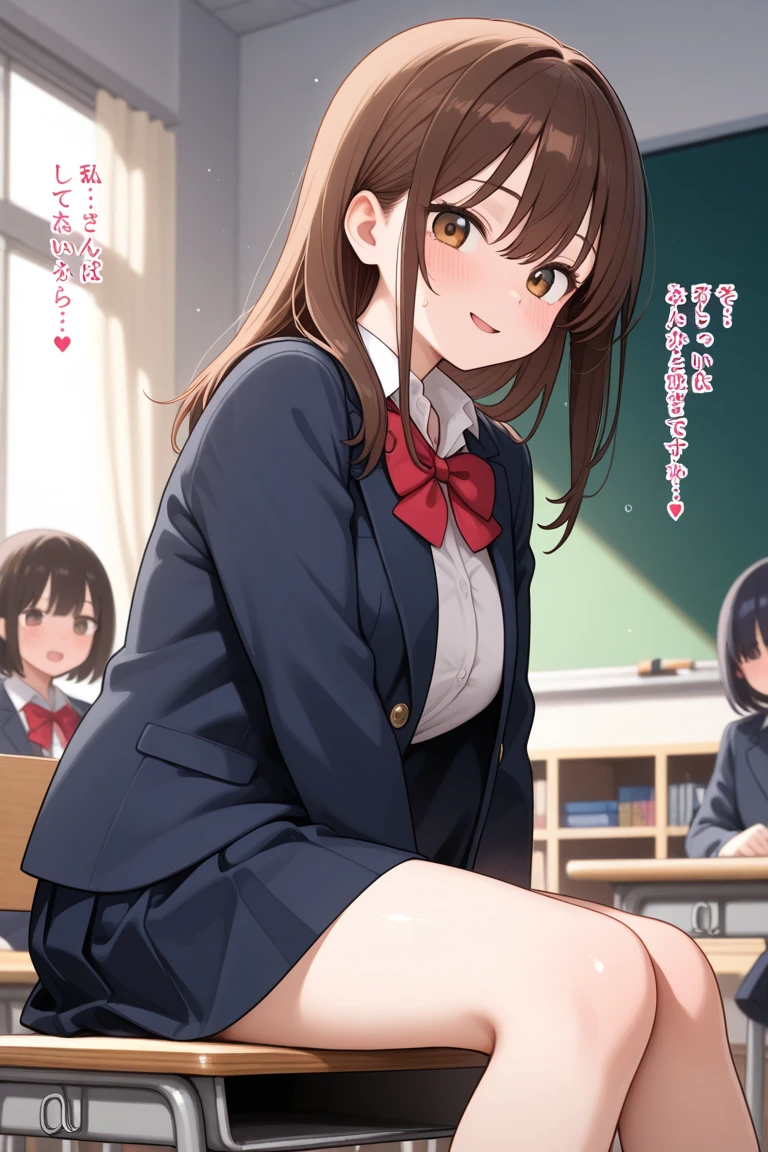 ((masterpiece)),((best quality)),absurdres,, 1girl, 1boy, squatting cowgirl position, pov, school uniform, exposed panties, , (classroom:1.1), sunlight, , (half-closed eyes:0.4), (parted lips:1.4), (nose blush:1.2), light smile, (nervous),