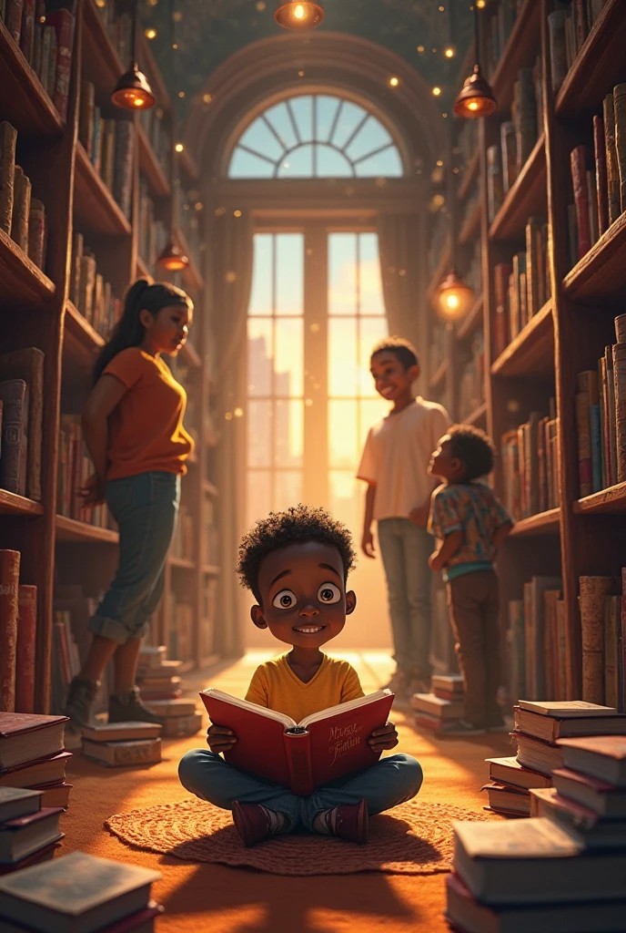 “A black teenager, slum dweller, with curly hair and a curious look, is surrounded by books, improvised technological tools and devices. He explores several areas of knowledge, from physics to music, in a small space full of creativity. Despite the difficulties around you, your mind is an expanding universe, connecting ideas and creating innovative solutions. He embodies the spirit of a true polymath, determined to transcend the limitations imposed by the environment in which he lives.”