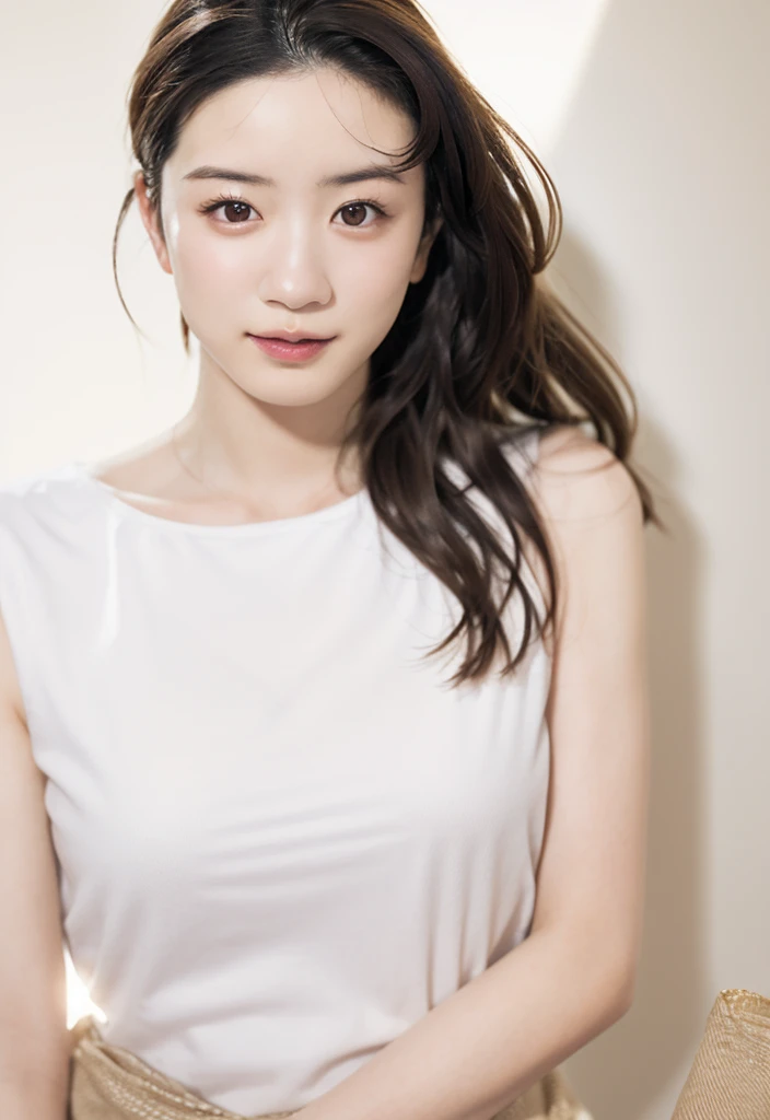 (Small Tits), (18-year-old), (very small head), dawn, sunlight, (Perfect body:1.1), (8K), (Very delicate and beautiful), (Highest quality:1.0), (Realistic), Realistic Shadows, (High resolution:1.0), Detailed skin, Very detailed, the body is slim, (Beautiful Hair, Real Hair, Thinning hair), blush, Realistic, Realistic Face, Realistic eyes, Small eyes, smile, (eyeliner), (mascara), (eye shadow), whole body、Open leg pose、Nipples、naked、Thick pubic hair、brand、ponytail