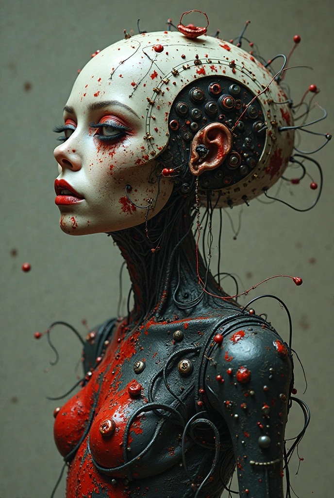 Best quality, masterpiece, ultra high res,(photo realistic:1.4), surrealism, dream-like,
1 man,eye closed, bioprosthesis, muscle overlay, anatomical techniques, blood vessels, bionervous system, visceral exposure,
BioPunkAI,<lora:BioPunkAI:1>,