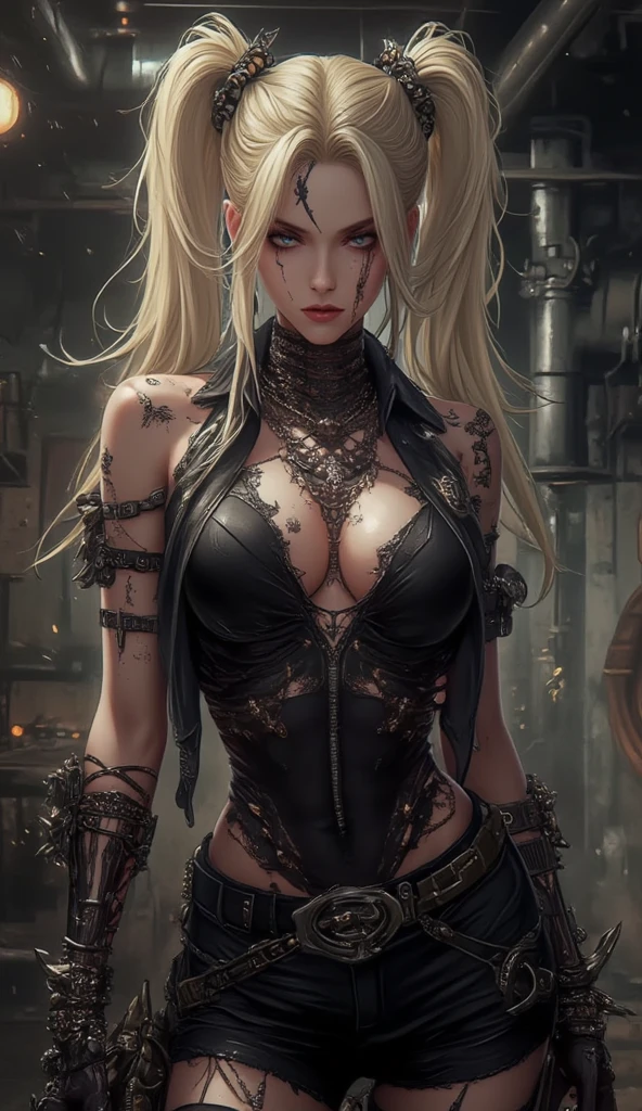 Woman wearing Automata nier cosplay, realistic detailed