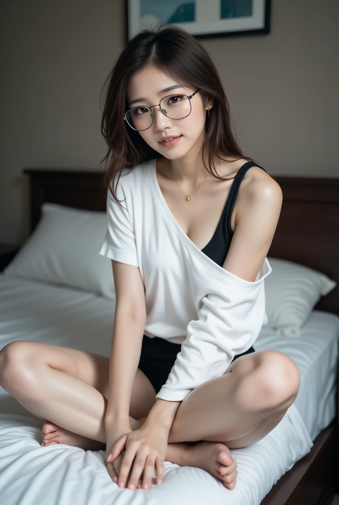 NSFW, (8k, best quality, master:1.2), (realistic, photo-realistic:1.37), super detailed, 1 girl with glasses, looking at the audience, cute, beautiful detailed sky, detailed café, sitting at the table for afternoon tea, full body, (smile:1.15), shut up, mid-chest, burst shirt buttons, beautiful delicate eyes, (collared shirt: 1.1), daytime, sunlight, white lace, ( Long hair: 1.4), shoulder-length hair, silver hair, uniform, white skin, movie lights, street lights, (sexiest actress: 1.4), full body photos, (coffee table:1), (handbag: 1), ulzzang-6500-v1.1:0.3, karinak-4501-6300:1.2, long legs, high heels,