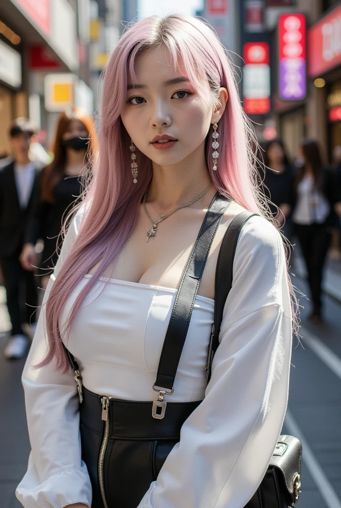 European girl with tint sunglasses ,Pink hair, walking in a metro station , attractive lips, stunningly beautiful woman, posing like a professional model, feminine form, stunningly gorgeous, flirty and playful, film photography, extreme detail, 4k, ultra hd hyperrealism, trending on artstation, polished, photorealistic, backlight, hair light, 8k ultra hd. 23 years oldPerfect body , Full body clothed view, Tall ,detailed skin, skin texture), t-shirt and leather jacket , pastel light pink very long hair, pink twintail hair , (detailed skin, skin texture) ,Highest-quality , High Detailed photo , white skin ((tint sunglasses)) , instagram LUT , shallow depth of field , aesthetic studio room , Canon EF 50mm f/1.8 STM