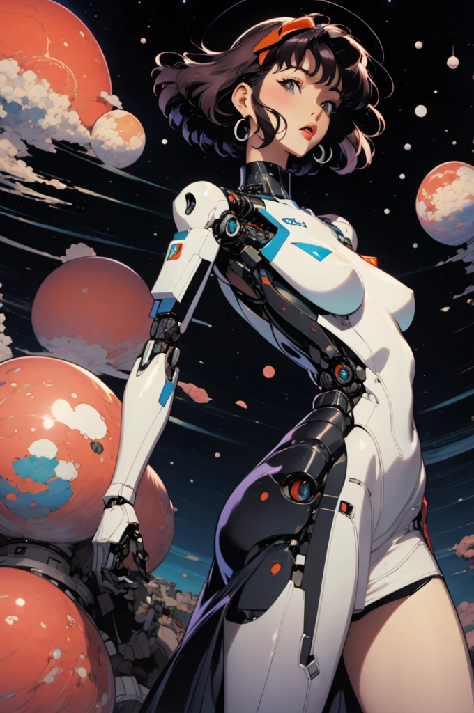 tartan scarf around neck, perfect proportions, anatomically correct, (head to toe: 2.0), (full body image: 2.0), 1girls, solo, (Casshern: 1.6), extremely stylized, deviant art, masterpiece, highly detailed, turquoise eyes, detailed eyes, expressive detailed eyes, wide eyed, detailed pupils, futuristic, ((1950s scifi helmet)), ((pointy helmet)), Rubber Gloss, white pants, blush, (white rubber skinsuit:1.4), white boots, blush, red rocket and cloud background, small breasts, ((nipping out:1.4)), (((nipping out))), lots of freckles, super textured detailed skin, entire body image, full body shot, nvinkpunk, professional photograph of alexander_skarsgard,