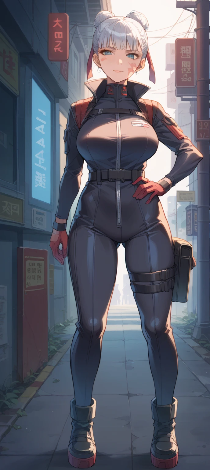 work of art, best qualityer, work of art, best qualityer, 1womanl, astronaut suit , Wear a hat , breasts big , abdomen , Legs long . , shoe , whole body , abandoned factory , at night