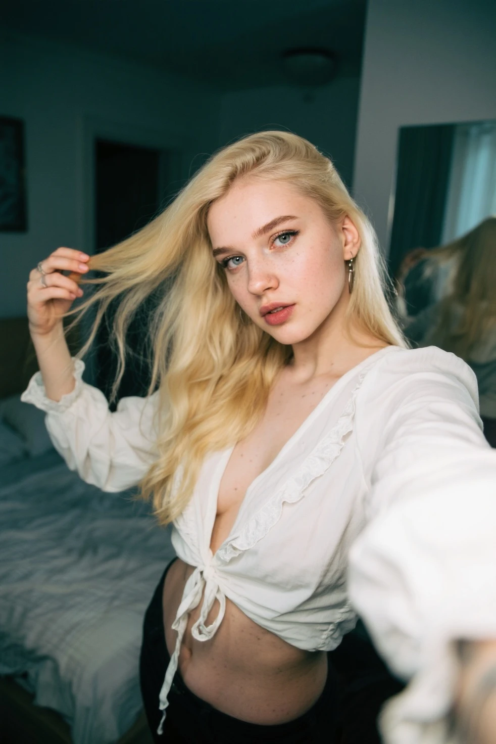 Arafa woman in a white shirt sitting on a sofa in front of a window, Anna Nikonova aka Newmilky, Yelena Belova, foto de modelo de garota magra, Dasha Taran, modelo do instagram, 2 modelo feminino de 4 anos, linda jovem modelo, angelina stroganova, modelo muito lindo, Yulia Gorokhova, with pale skin