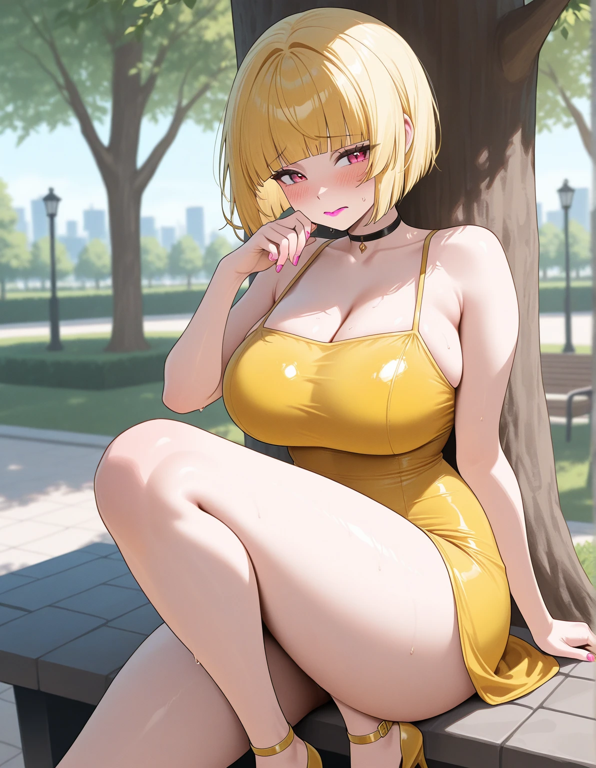 (best quality,Unparalleled masterpiece:1.4),Ultra-detailed CG 4K,blonde，Maid tiara， Loose bikini，thong，High heel，huge，rendering，huge，squat on the ground