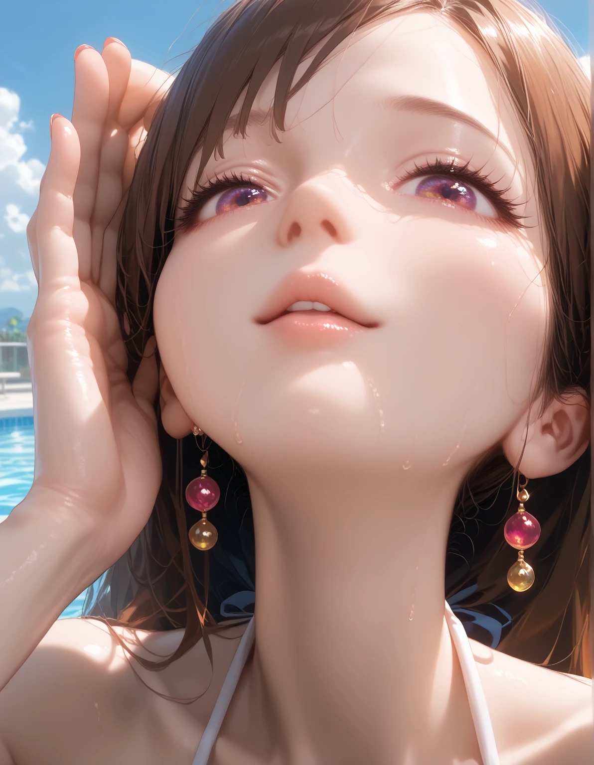 1girl, solo, (ultra detailed), HDR, perfect face, beautiful, shiny skin, 1girl, , 1boy, penis, jse, nude, sweat, va, (shiny skin), black eyes, bangs, mole, ultra quality, realistic, photo realistic, room, blowjob, blowbangng cock, penisface,ar face,fect fs)), nipple, pussy, nipples, cute face, bel face, on moueh, from above, Surrealism, masterpibest quality, high quality, 16K, UHD, anatomically correct, high details, accurate