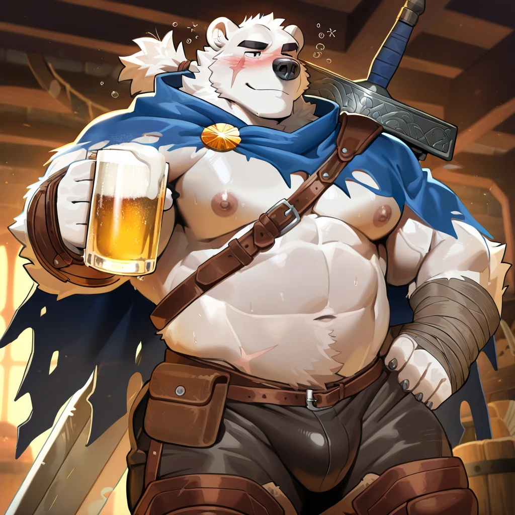 lindong, lucusold, lanxus, a man with a huge belly, furry white bear, polar bear, fat ripped:1.2, chubby, more chubby, smile, sitting in Terance, Atlantic, snow, beer, muacular, pectoral, holding beer, thicc, lowres, ((huge penis:1.2 and huge balls, erection, thick penis, very long penis, cock, up penis)),, giant and fat, danbooru and artstation, heavy detailed, insanely inflated hips, nude, proportionally arms, fluffy chest, commission for high res, detailed but rough, semirealistic:1.3