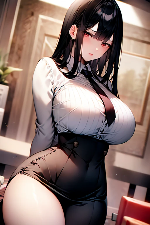 (masterpiece), best quality, (SHARP details), 4k, (huge breasts), bearing hips, detailed skin, (off shoulder kimono), deep cleavage, loose clothes, sweat, skirt lift,