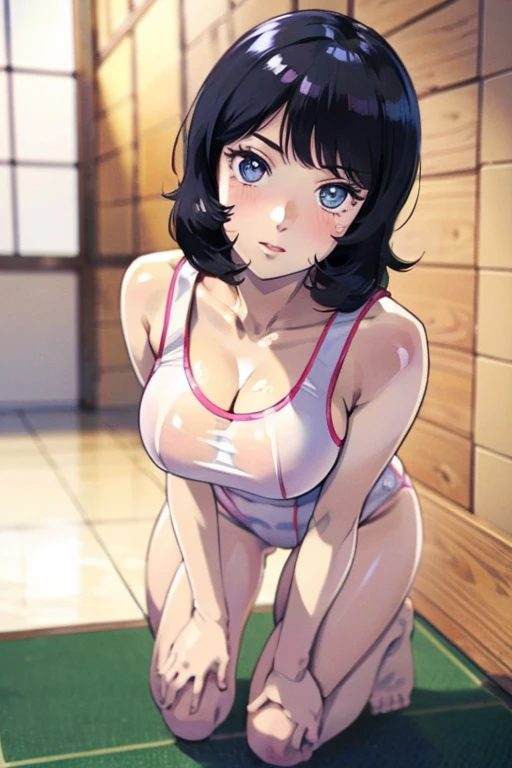 (masterpiece, best quality, extremely detailed CG, beautiful detailed eyes, ultra-detailed, intricate details:1.2), 8k wallpaper, elaborate features, glistening shiny, HDR,
Hinatsuru, black hair, ponytail, purple eyes, lipstick, hair pulled back,(Hinatsuru open thighs),(shoot from below),((white panties)),1girl,puffy nipples, sundress,,torn costumes,squatting,(urination),