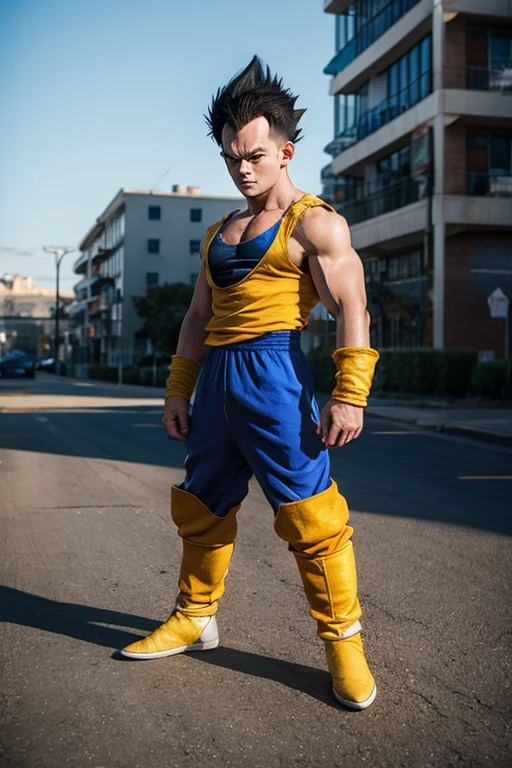Realistic full body photo, anime dragon balll