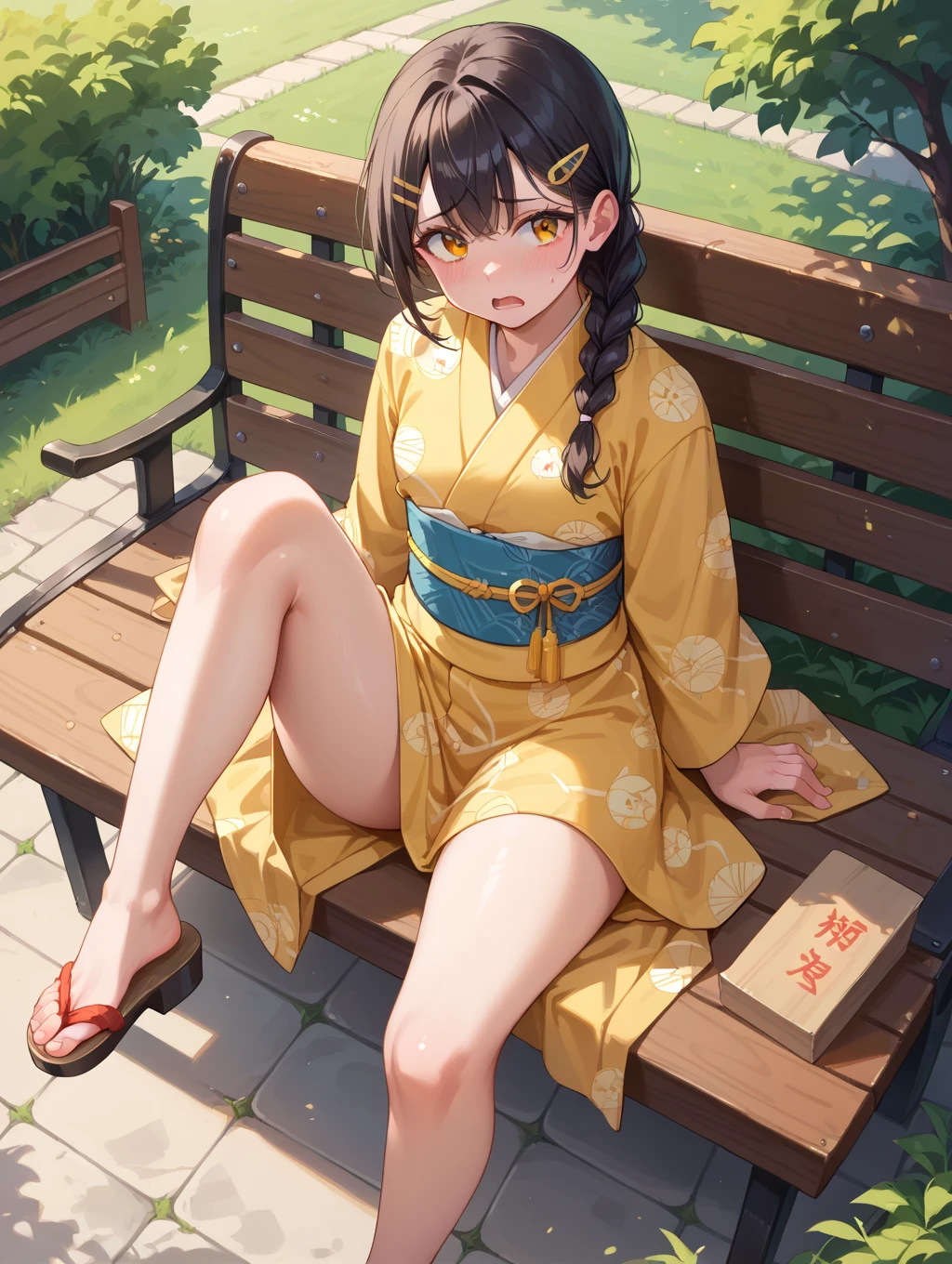 Highest quality, masterpiece, High resolution, detailed, Perfect Anatomy, Rugware, Dirty clothes, Brown clothes, One girl, Brown eyes, Brown dress, Beggar, Slums, How to write the text, Swept-apart bangs, Long Hair, Beggar for money, On my knees, Holding bowl, Bowl of coins, On the roadside 、Brown string panties、Spread your legs、meal