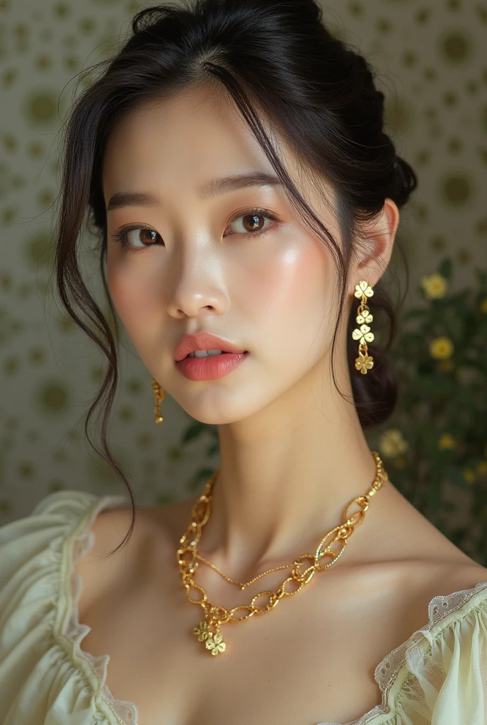 (masterpiece:1.3), (8 thousand, realistic, RAW photos, best quality: 1.4), (1 woman),(((very sexy))), (((Beautiful makeover))), (((유난히 아름다운 realistic 얼굴))), (((Create a slim and beautiful body))), (((long eyelashes))), (((double eyelid))), (((Brown hair, parted, long hair:1.3))), (아름다운 parted스타일), (((Realistic and truly beautiful and delicate eyes))), (((beautiful and big breasts))), (((realistic and beautiful skin))), (absurd), (((attractive))), (ultra high resolution), (((extremely realistic))), (very detailed), (((golden ratio))), (necklace), (earring), (((So beautiful and sexy))), (((beautiful eyes))), (((high nose))), (((small nostrils))), (((beautiful mouth))), (((beautiful mouth술)))