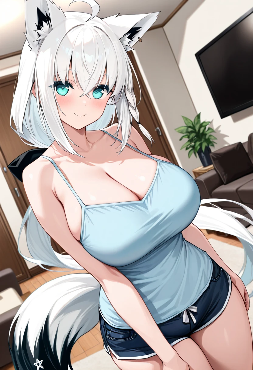 Hot sexy young babe sitting, blue eyes, white hair,big silver chandelier earrings ,long blunt hair ,red lipstick , smooth skin,sharp jawline, detailed face, bangles, necklace , medium big breasts, strapless bra,pants,
