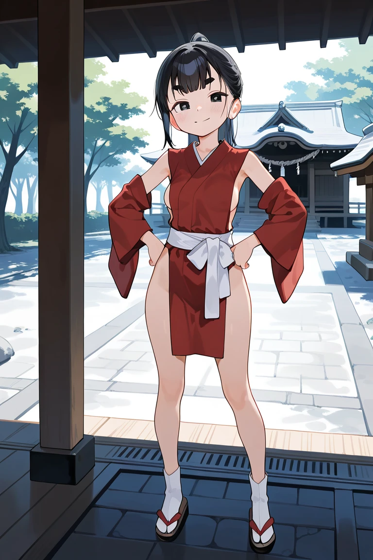 best quality,masterpiece,1girl,solo,(((NSFW))),(((9years old))),japanese girl,an extremely cute and beautiful girl,highly detailed beautiful face and eyes,petit,cute face,lovely face,baby face,shy smile,show teeth,black hair, ponyTail hair,Hairless pussy,flat chest,skinny,slender,(((wearing a wet thin white floral mini hanfu))),(((standing in a Chinese Temple))),she is looking at the viewer,hands pull off clothes,(undress:1.1),(no panties:1.1),(legs spread wide:1.1),(no bra:1.1)