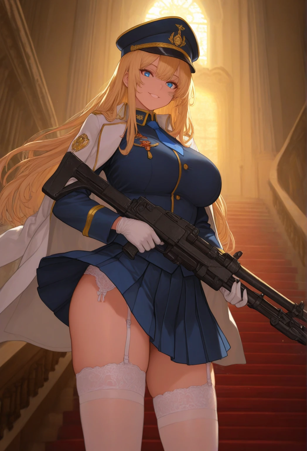 Koneko toujours (DxD), 1fille, Uniforme de la police, Chapeau de police, policewoman, gros seins, sitting with legs apart, sans culottte, excited