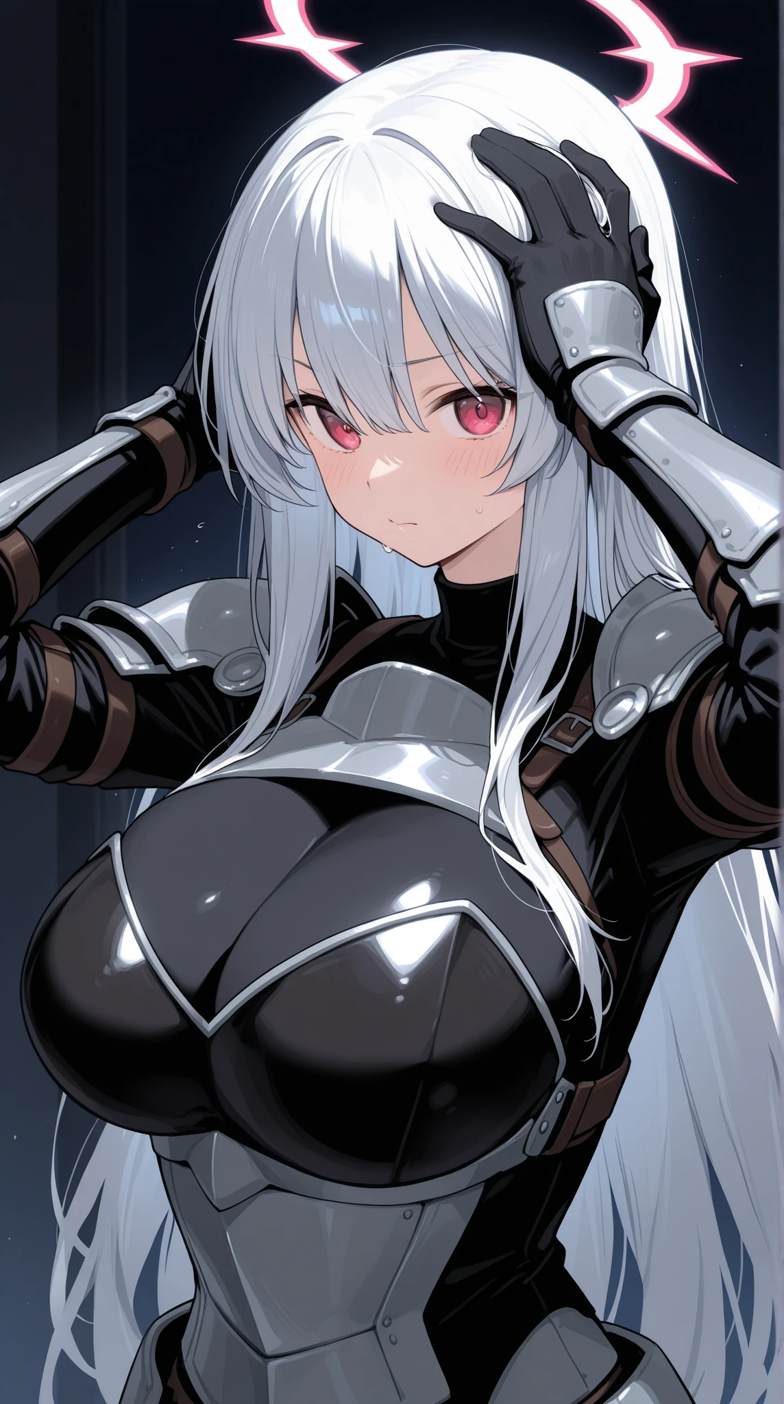 POV Fuselage Grab, ((SEX:1.8)), (Lying), 1girl in, moaning, (is crying), (Spread legs), Arms behind your head,(((penis: into pussy: blood stained))), ((Broken Paladin Armor)), (Female knight:1.3),(s Armor:1.3), (motion blur:1.7), (orange hair), (hime cut), (straight hair), (black eyes), (large full breasts:1.3),(thighs thighs thighs thighs:1.1), Large breasts, (round breast),