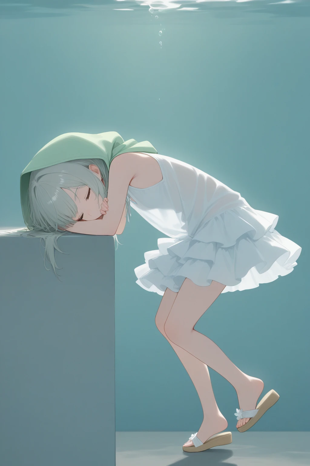 Unconscious girl,Lie flat on the ground with bare feet