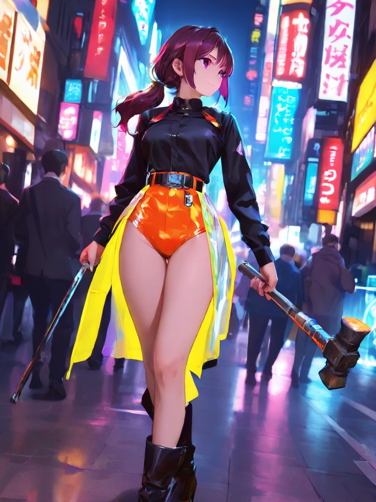 masterpiece,best quality,high resolution, 1 girl,From below,(The legs are very thin and straight),,(Very Long legs,Straight Legs),,High heel,Long legs,stand up, Leg length from the front, Perfect body,Have perfect legs,(External),Whole body love,Cyberpunk Characters,Dynamic poses,1 girl,Exquisite eyes,Brown eyes,Eyeshadow,cosmetic,Long gray hair, Delicate face, Exquisite eyes, Looking at the audience, blush\(cosmetic\), Full lips, Red lips,(Long gray hair:1.3), (stand up)Mechanical static,Mechanical Summoning,(Hair accessories:1.1),hat,((((Red suit ,Red school uniform)))),(black,Stockings garters),City,Luminous winding,Glowing Butterfly,Cyberpunk Lights:1.1),neon,Full of mechanical and futuristic elements,And technology,背景是一條中國傳統的street,Chinatown, street, sky sky, Cyberpunk Characters, paper lantern, neon Super Resolution,(Reality:1.3),1(Slim:1.2),Dramatic Lighting,Vivid details,Luxury Cyberpunk,Complex background,Octane Rendering,