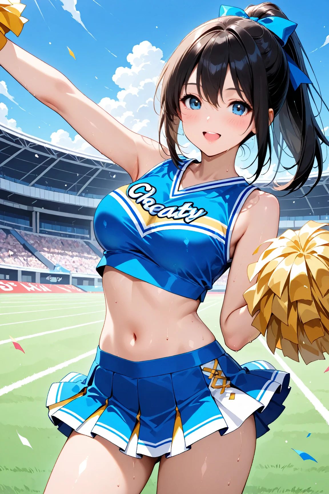 <lora:skirt_undressing_v0.5:1.0>
1girl, skirt removed, panties,
cheerleader, pom pom \(cheerleading\), field, :d,, masterpiece, best quality, highly detailed