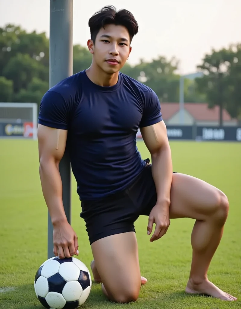 Boy on rugby field,sweat leggs,Photos during exercise,Rugby costumeasculine,Exquisite facial features,virile,musculature,rich facial detail((The crotch is raised))closeup cleavage , sexy , NSFW. ,eroticism. Puffy nipples , phat nipples , wearing translucent